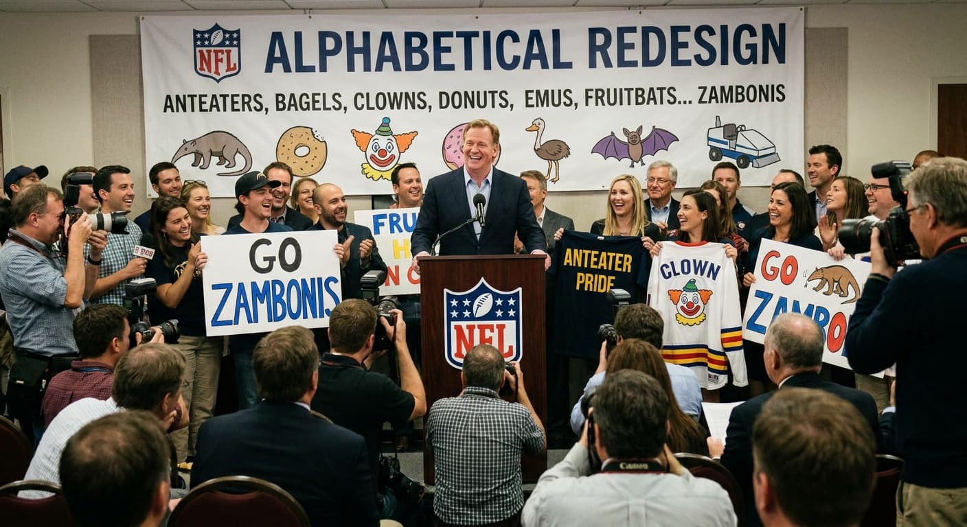 NFL Rebrands Entire League in Alphabetical Order: From Anteaters to Zambonis