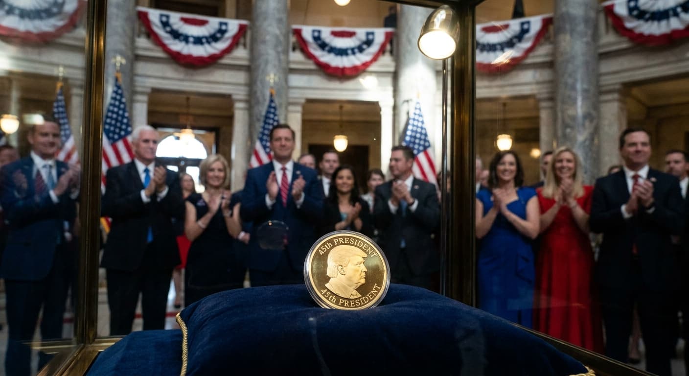 US Mint Unveils New $1 Trump Coin, Completes Coin's Design with Regal Attitude